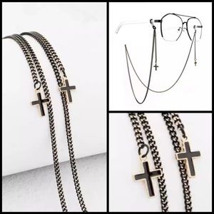 Gold & Black Cross chain for Sunglasses or Glasses